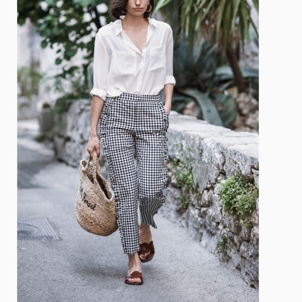 Zara Gingham Ruffle Trousers